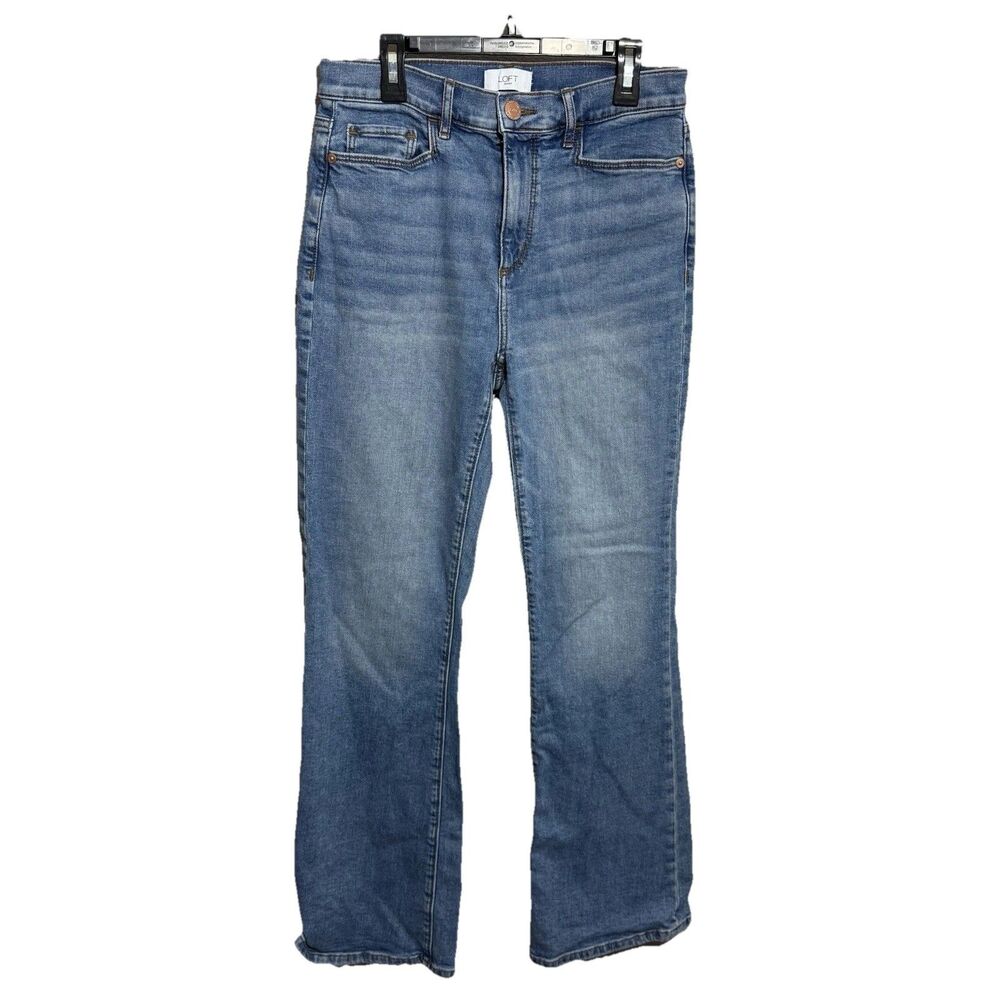 Loft High Rise Flare Jeans Womens 2 Blue Denim Medi Wash Stretch 28 x 29
